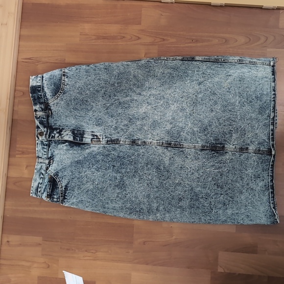 Vintage High Waisted Acid Wash Jean Denim Pencil Skirt Size Large / 12 - Picture 3 of 6